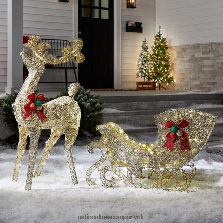 decoration | National Tree Company Reindeer and Santas Sleigh with LED Lights F2L4F594